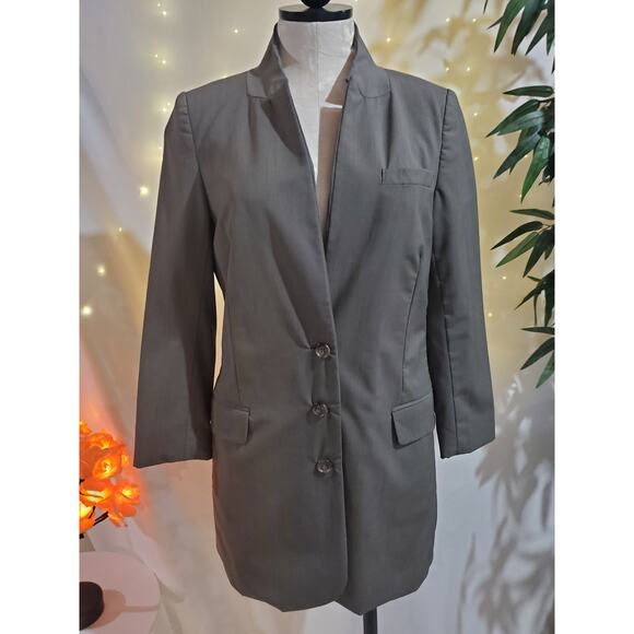 Elizabeth and James Wool Long Oversized Gray Blazer Jacket Womens Size 4 Career - Picture 1 of 11